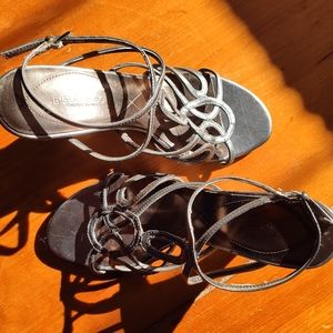 Bisou Bisou Strappy Steel-colored Heels